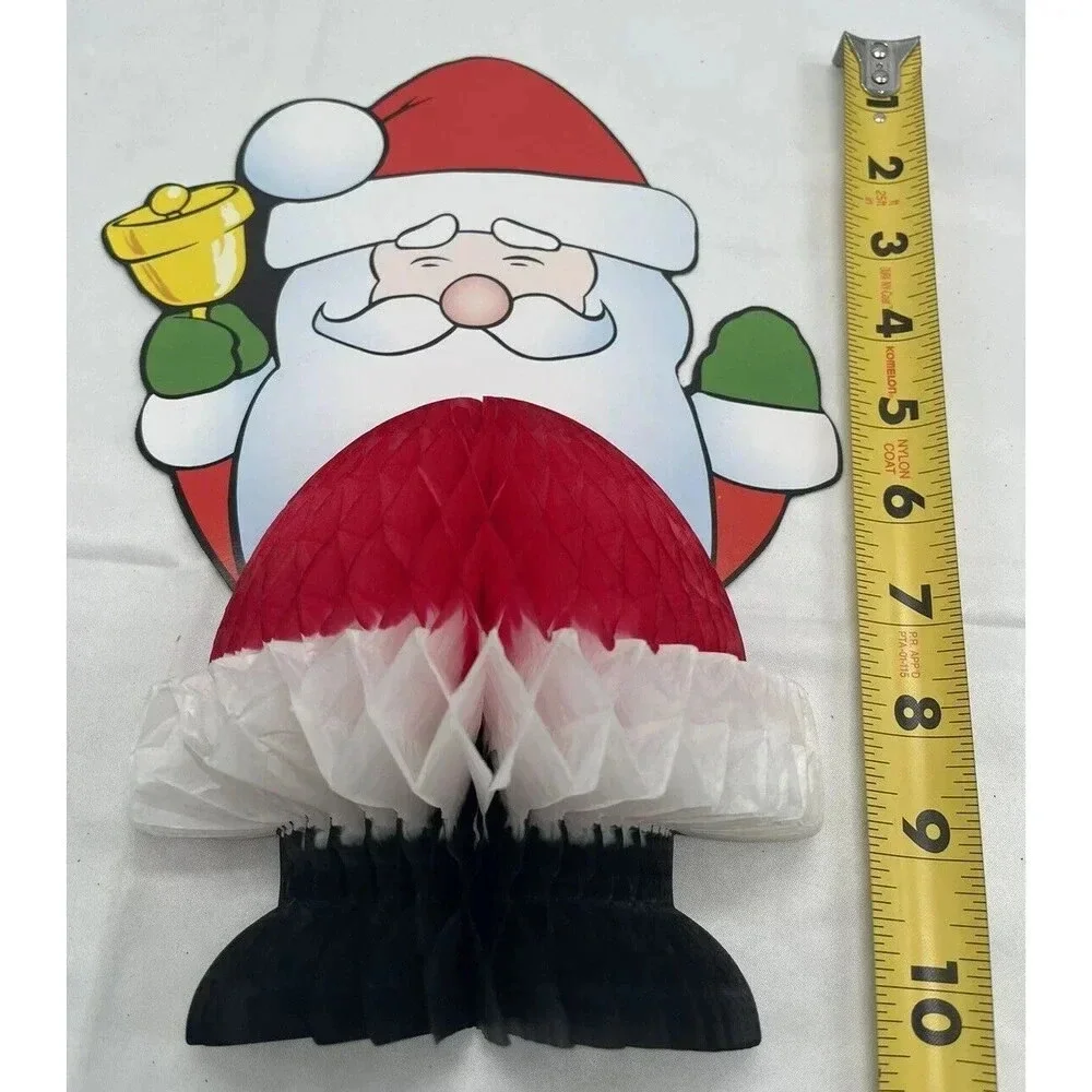 Vintage Red Honeycomb Santa Claus Christmas Table Decoration 6”